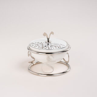 Dallaty white porcelain nut bowl with stand