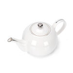 English Tea Pot White Silver Rim image number 1