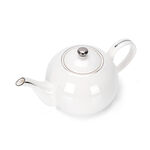 English Tea Pot White Silver Rim image number 1