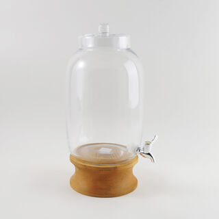 La Mesa Glass Beverage Dispenser With Wooden Base 43*21Cm