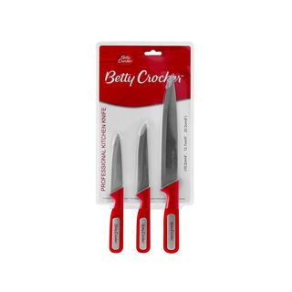 Betty Crocker 3Pcs Kitchen Knife Set L:10/12.7/20.3 Cm Red Color