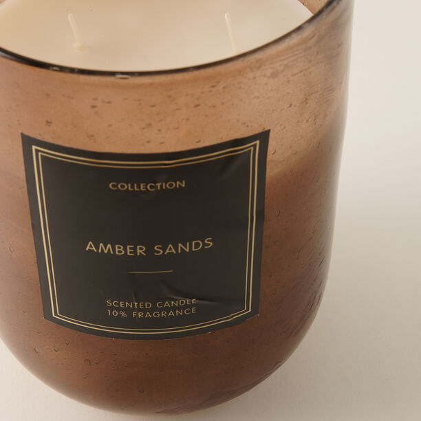 Homez glass jar scented candle amber sand, brown 15*20cm image number 3