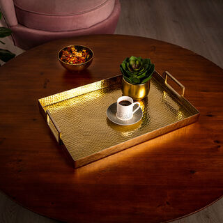 Rectangular serving tray gold plated 48*31*6.5 cm