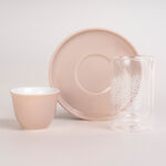 Dallaty beige glass and porcelain Tea and coffee cups set 18 pcs image number 1