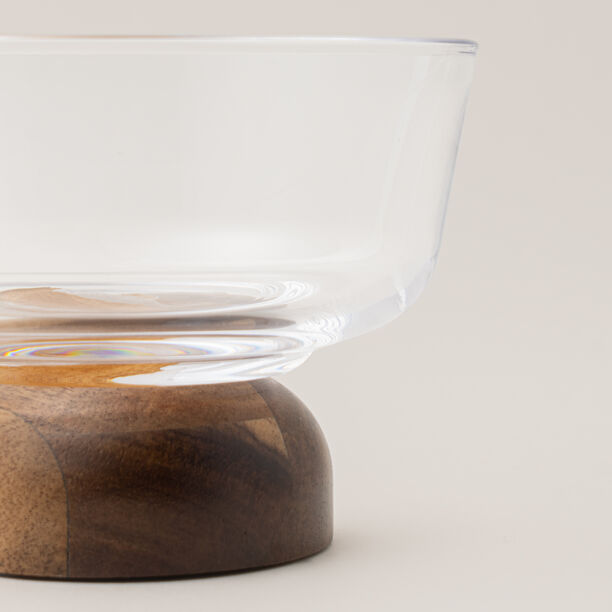 Dallaty glass date bowl with wooden base, 14*14*8cm image number 1