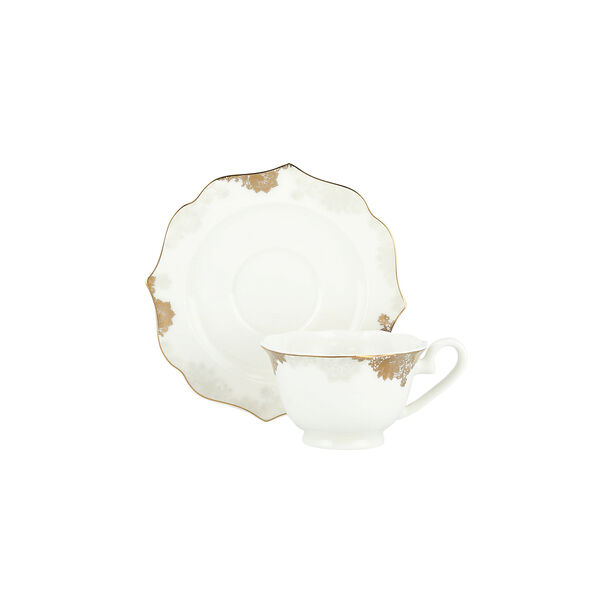 La Mesa gold /grey bone porcelain dinner set 47 pcs image number 9