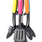 6Pcs Utensil Set With Stand Assorted Colors image number 0