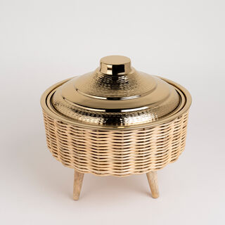 Large Bamboo Basket With Jar Gold