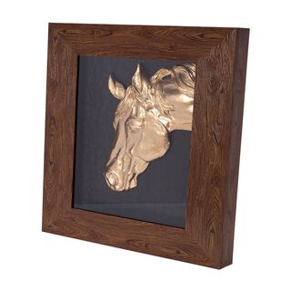 Wall Art Framed Object Horse Head With Frame Brown