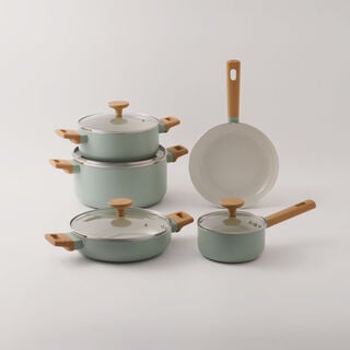 البرتو طقم قدور الومنيوم 9 قطع، أخضر