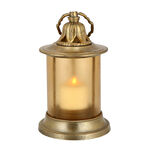 Aluminium Lantern Amber Frosted Glass Shiny Brass Finish image number 2