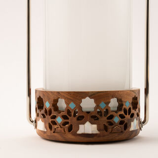 Homez handcrafted wooden lantern 15*15*37 cm