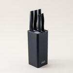 Alberto 6 piece stainless steel and black wood knife block set image number 0