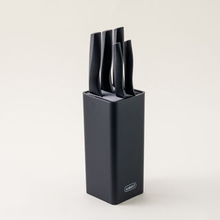 Alberto 6 piece stainless steel and black wood knife block set