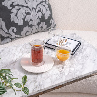 Dallaty white porcelain and glass Tea and coffee cups set 18 pcs