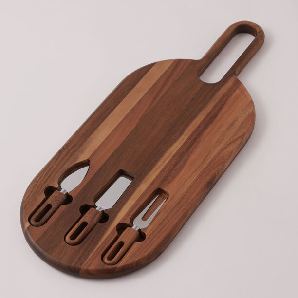 Alberto acacia wood oval cheese serving set 54.6*21.6*1.9 cm image number 0