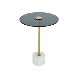 Side Table Glass Top Marble Base 40.65*40.65*59 cm