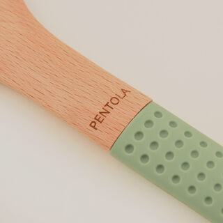 Pentola wood slotted turner, silicone handle, green 30*7.9*1.5 cm