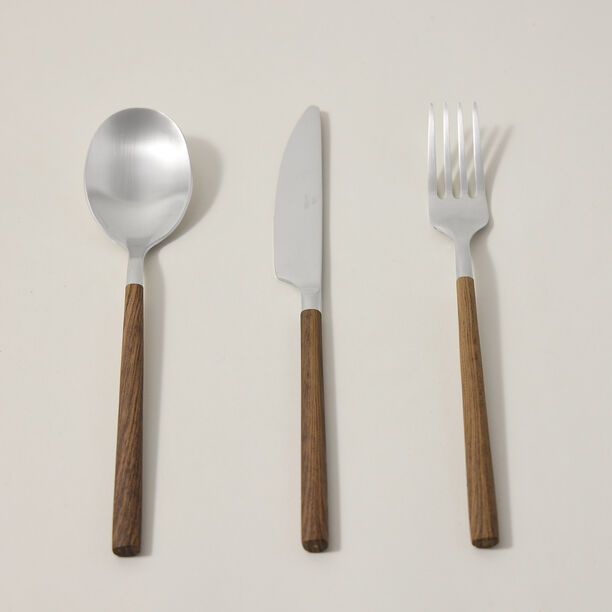 La Mesa 18 pcs cutlery set with wooden handle, silver image number 0