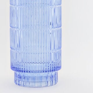 "Homez navy ribbed glass vase 14*14*27.6 cm