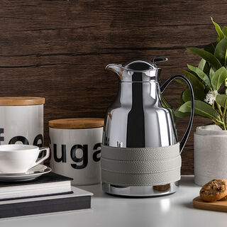 Dallety Steel Vacuum Flask Leather Grey 1L