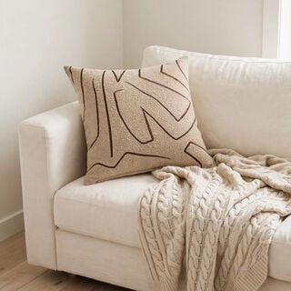 Homez Beige Abstract Line Cushion Cover, 45*45Cm