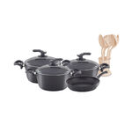 Mistercook 13 piece granite cookware set with a glass lid gray image number 0
