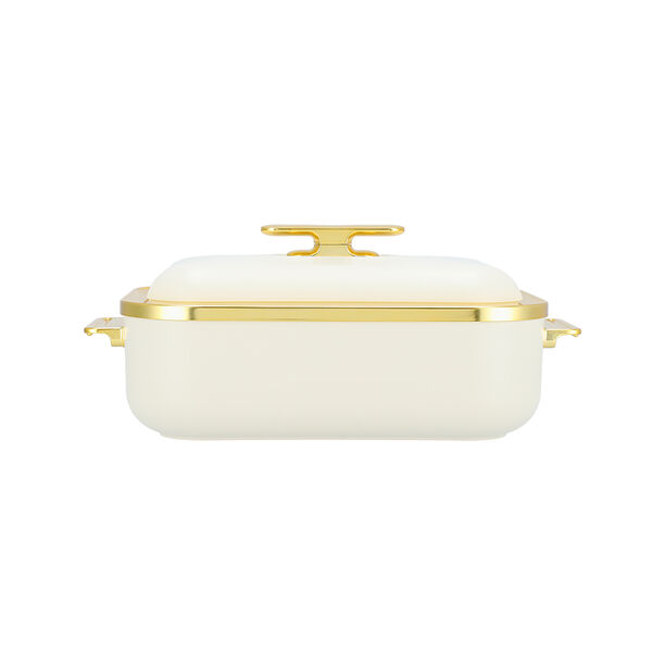 La Mesa matte off white & gold plastic food warmer 4L image number 0