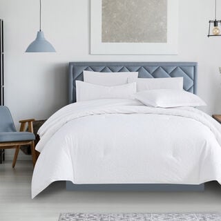 Cottage 6 Pcs Microfiber King Comforter Set, White, 230*250Cm