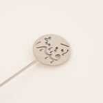 La Mesa Food Stand Stainless Steel Silver Round Decorative Calligraphy Top image number 3