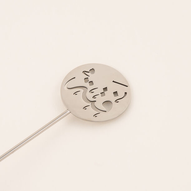 La Mesa Food Stand Stainless Steel Silver Round Decorative Calligraphy Top image number 3