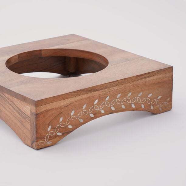 Pearl Collection La Mesa Food Warmer With Wood Stand, 31*31*29 cm image number 2