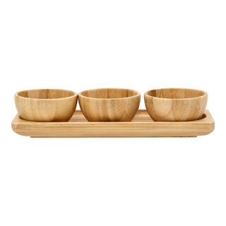 Alberto 3 Picese Bamboo Dip Bowls Set On Base