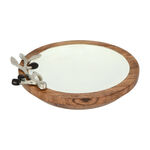 Wooden Round Dish With Olive Decoration Small ( Single Decoraction ) 16Cm image number 1