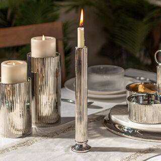 Mawaddah silver stainless steel taper candles holder Mawaddah collection 5*5*26 cm