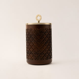 La Mesa large wooden container in gold 12*12*23 Cm