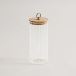 Alberto glass canister with bamboo lid 9*9*15.5cm image number 0