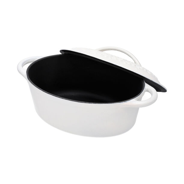 Alberto cast iron oval white pot 28 cm image number 3