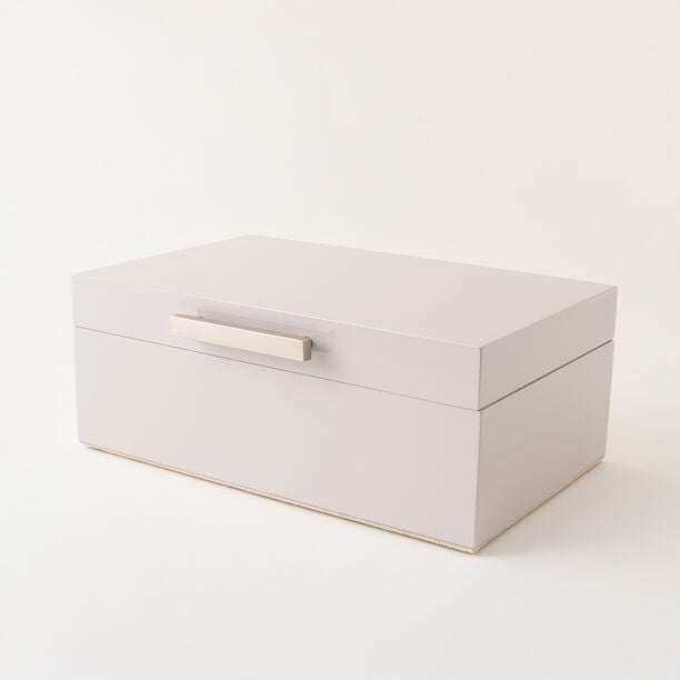 هومز صندوق مجوهرات صغير وطبقتين للتخزين أم دي أف 26*19*13سم، رمادي image number 0