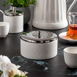 Dallaty white & silver porcelain date bowl with lid 12.3*12.3*3.3 cm image number 3