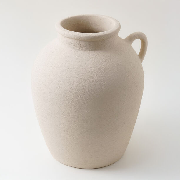 Homez Clay Stone Pot Vase 25*30*33Cm, Offwhite image number 1
