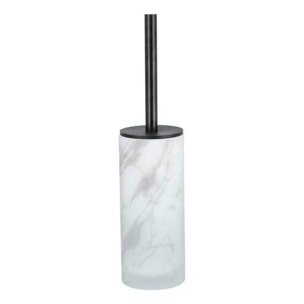 Toilet Brush Holder With Stainless Black Pole, Bristle Brush And Silicon Lid image number 1