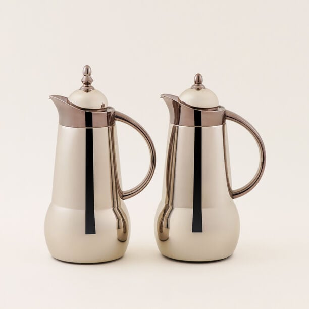 "دلتي طقم دلة ستيل قطعتين 1 لتر، ذهبي مطفي image number 0