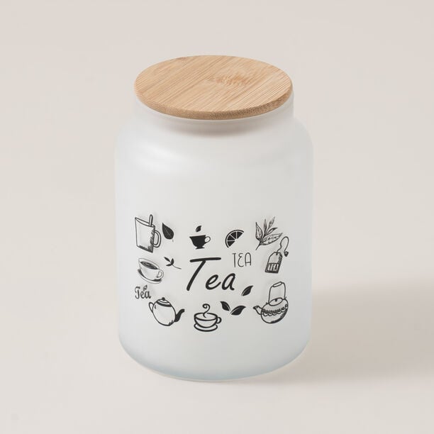 Heriven Glass Tea Jar With Bamboo Lid 635Ml image number 0
