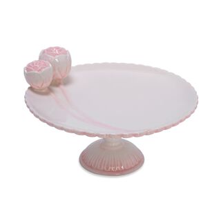 Dolomite Cake Stand With Flower Pink