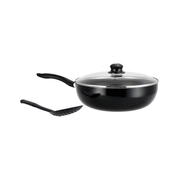 Non Stick Round Deep Frypan With Glass Lid image number 1