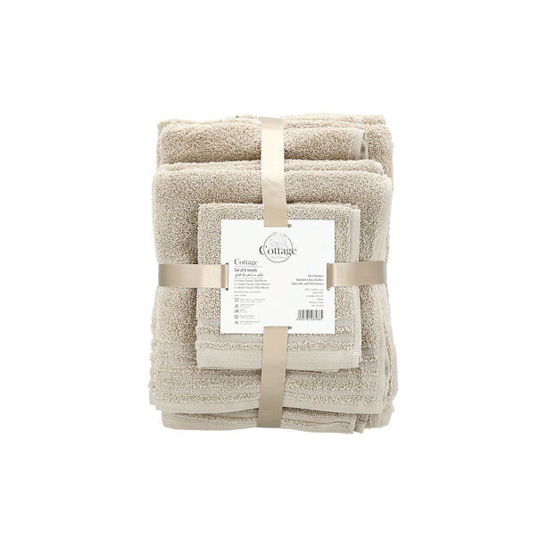 Cottage beige pack of 6 pcs towel set 70*140 cm image number 0