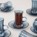 Dallaty 12pcs glass tea set with stripes, dark blue image number 0