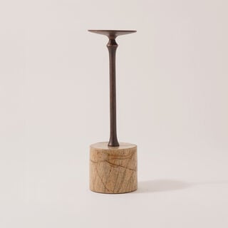 Homez metal and marble candle holder, brown 10*10*32.5 cm