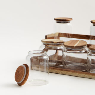 8 Pcs spices set with acacia wood stand